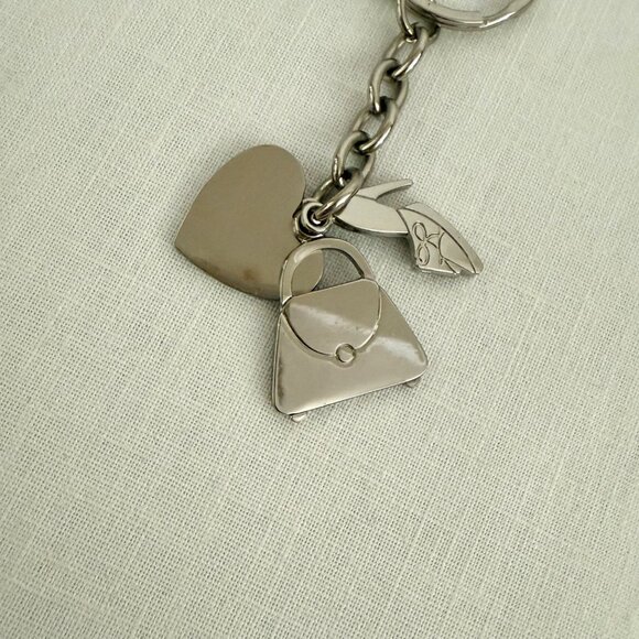 Vintage Nine West Keychain Heart Handbag Heel Charms Silver Tone Y2K 2000s - Picture 4 of 9